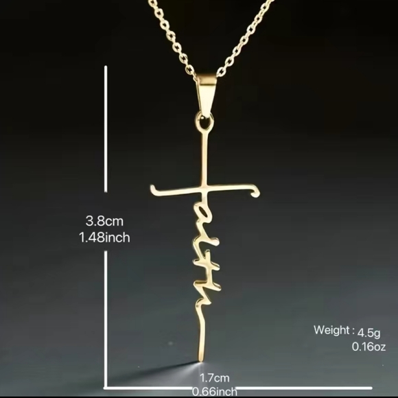 Gold FAITH Pendant Necklace - Picture 4 of 5